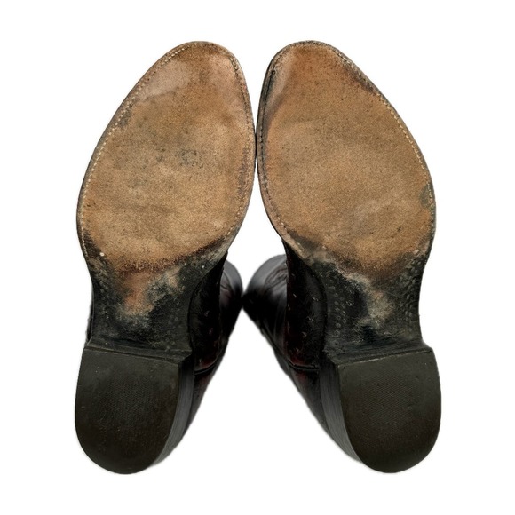 LUCCHESE Vintage Classics Handmade Ostrich Black Cherry Cowboy Western Boots - Picture 5 of 7